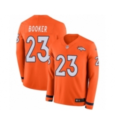 Youth Nike Denver Broncos #23 Devontae Booker Limited Orange Therma Long Sleeve NFL Jersey