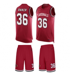 Men's Nike Arizona Cardinals #36 Budda Baker Limited Red Tank Top Suit NFL Jersey