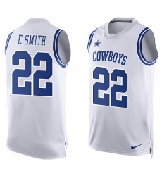 Men's Nike Dallas Cowboys #22 Emmitt Smith Limited White Player Name & Number Tank Top NFL Jersey
