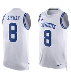 Men's Nike Dallas Cowboys #8 Troy Aikman Limited White Player Name & Number Tank Top NFL Jersey