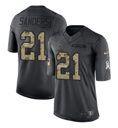 Men's Nike Dallas Cowboys #21 Deion Sanders Limited Black 2016 Salute to Service NFL Jersey