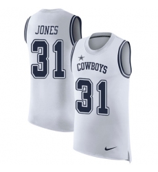 Men's Nike Dallas Cowboys #31 Byron Jones Limited White Rush Player Name & Number Tank Top NFL Jersey