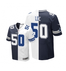 Men's Nike Dallas Cowboys #50 Sean Lee Elite Navy Blue/White Split Fashion NFL Jersey
