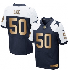 Men's Nike Dallas Cowboys #50 Sean Lee Elite Navy/Gold Throwback Alternate NFL Jersey