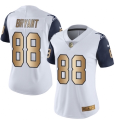 Women's Nike Dallas Cowboys #88 Dez Bryant Limited White/Gold Rush NFL Jersey
