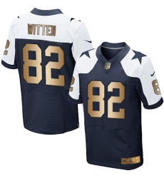 Men's Nike Dallas Cowboys #82 Jason Witten Elite Navy/Gold Throwback Alternate NFL Jersey