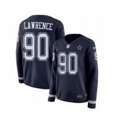 Women's Nike Dallas Cowboys #90 Demarcus Lawrence Limited Navy Blue Therma Long Sleeve NFL Jersey
