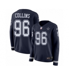 Women's Nike Dallas Cowboys #96 Maliek Collins Limited Navy Blue Therma Long Sleeve NFL Jersey
