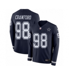 Men's Nike Dallas Cowboys #98 Tyrone Crawford Limited Navy Blue Therma Long Sleeve NFL Jersey