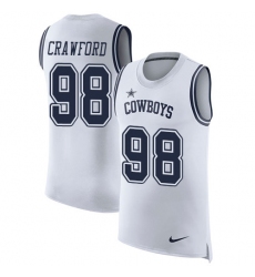 Men's Nike Dallas Cowboys #98 Tyrone Crawford Limited White Rush Player Name & Number Tank Top NFL Jersey