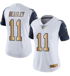Women's Nike Dallas Cowboys #11 Cole Beasley Limited White/Gold Rush NFL Jersey