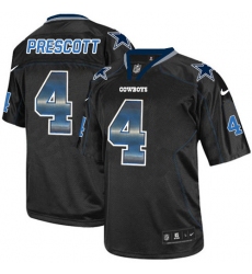 Men's Nike Dallas Cowboys #4 Dak Prescott Elite Lights Out Black Strobe NFL Jersey