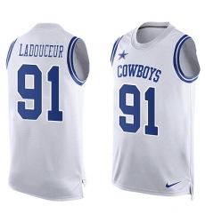 Men's Nike Dallas Cowboys #91 L. P. Ladouceur Limited White Player Name & Number Tank Top NFL Jersey