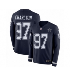Men's Nike Dallas Cowboys #97 Taco Charlton Limited Navy Blue Therma Long Sleeve NFL Jersey