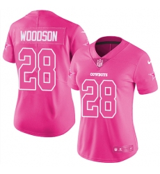 Women's Nike Dallas Cowboys #28 Darren Woodson Limited Pink Rush Fashion NFL Jersey