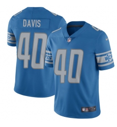 Men's Nike Detroit Lions #40 Jarrad Davis Limited Light Blue Team Color Vapor Untouchable NFL Jersey