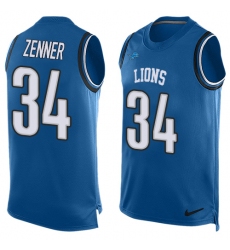 Men's Nike Detroit Lions #34 Zach Zenner Limited Light Blue Player Name & Number Tank Top NFL Jersey