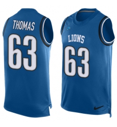 Men's Nike Detroit Lions #63 Brandon Thomas Limited Light Blue Player Name & Number Tank Top NFL Jersey
