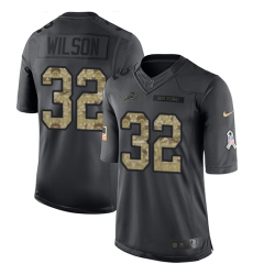 Men's Nike Detroit Lions #32 Tavon Wilson Limited Black 2016 Salute to Service NFL Jersey