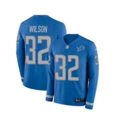 Men's Nike Detroit Lions #32 Tavon Wilson Limited Blue Therma Long Sleeve NFL Jersey