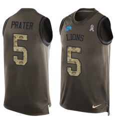 Men's Nike Detroit Lions #5 Matt Prater Limited Green Salute to Service Tank Top NFL Jersey
