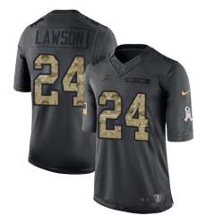 Youth Nike Detroit Lions #24 Nevin Lawson Limited Black 2016 Salute to Service NFL Jersey