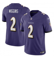 Men's Baltimore Ravens #2 Nate Wiggins Purple 2024 Draft F.U.S.E. Vapor Limited Football Jersey