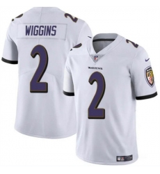 Men's Baltimore Ravens #2 Nate Wiggins White 2024 Draft Vapor Limited Football Jersey