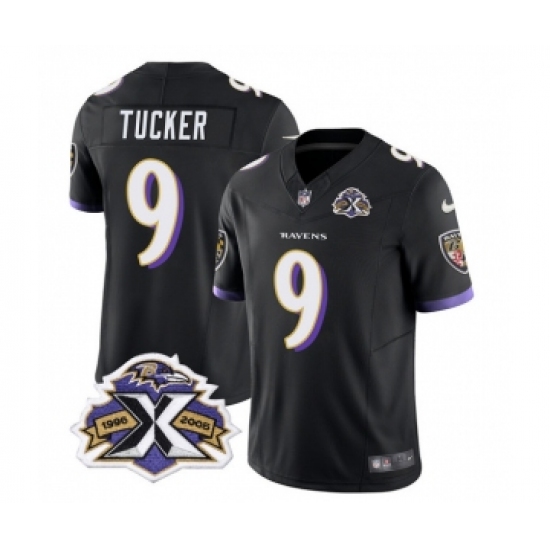 Men's Nike Baltimore Ravens #9 Justin Tucker Black 2023 F.U.S.E Throwback Vapor Limited Stitched Jersey Men's Nike Baltimore Ravens #9 Justin Tucker Black 2023 F.U.S.E Throwback Vapor Limited Stitched Jersey