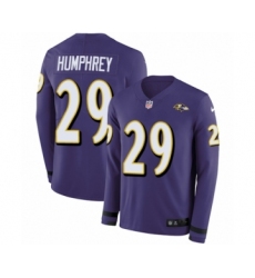 Youth Nike Baltimore Ravens #29 Marlon Humphrey Limited Purple Therma Long Sleeve NFL Jersey