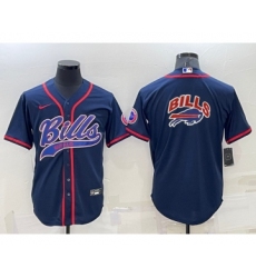 Men's Buffalo Bills Royal Team Big Logo With Patch Cool Base Stitched Baseball Jersey