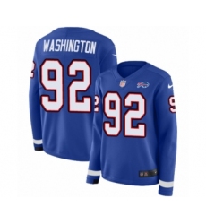 Women's Nike Buffalo Bills #92 Adolphus Washington Limited Royal Blue Therma Long Sleeve NFL Jersey