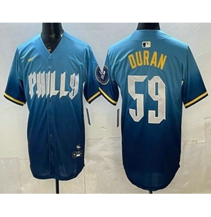 Men's Philadelphia Phillies #59 Jhoan Duran Blue 2024 City Cool Base Jersey