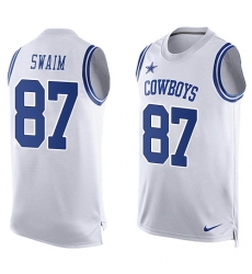 Men's Nike Dallas Cowboys #87 Geoff Swaim Limited White Player Name & Number Tank Top NFL Jersey
