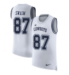 Men's Nike Dallas Cowboys #87 Geoff Swaim Limited White Rush Player Name & Number Tank Top NFL Jersey