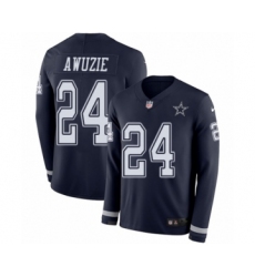 Men's Nike Dallas Cowboys #24 Chidobe Awuzie Limited Navy Blue Therma Long Sleeve NFL Jersey