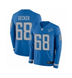 Youth Nike Detroit Lions #68 Taylor Decker Limited Blue Therma Long Sleeve NFL Jersey