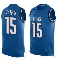 Men's Nike Detroit Lions #15 Golden Tate III Limited Light Blue Player Name & Number Tank Top NFL Jersey