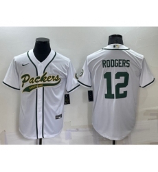 Men's Green Bay Packers #12 Aaron Rodgers White Stitched MLB Cool Base Nike Baseball Jersey
