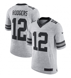 Men's Nike Green Bay Packers #12 Aaron Rodgers Limited Gray Gridiron II NFL Jersey