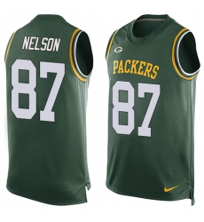 Men's Nike Green Bay Packers #87 Jordy Nelson Limited Green Player Name & Number Tank Top NFL Jersey