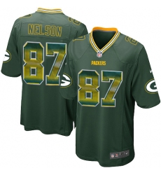 Men's Nike Green Bay Packers #87 Jordy Nelson Limited Green Strobe NFL Jersey