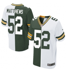Men's Nike Green Bay Packers #52 Clay Matthews Elite Green/White Split Fashion NFL Jersey