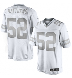Men's Nike Green Bay Packers #52 Clay Matthews Limited White Platinum NFL Jersey