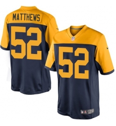 Youth Nike Green Bay Packers #52 Clay Matthews Limited Navy Blue Alternate NFL Jersey