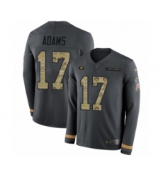 Men's Nike Green Bay Packers #17 Davante Adams Limited Black Salute to Service Therma Long Sleeve NFL Jersey