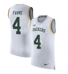 Men's Nike Green Bay Packers #4 Brett Favre Limited White Rush Player Name & Number Tank Top NFL Jersey