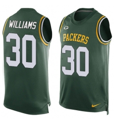 Men's Nike Green Bay Packers #30 Jamaal Williams Limited Green Player Name & Number Tank Top NFL Jersey