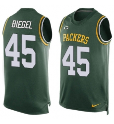 Men's Nike Green Bay Packers #45 Vince Biegel Limited Green Player Name & Number Tank Top NFL Jersey