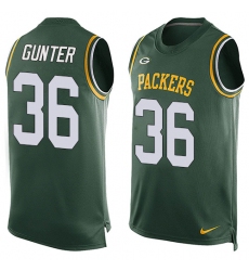 Men's Nike Green Bay Packers #36 LaDarius Gunter Limited Green Player Name & Number Tank Top NFL Jersey